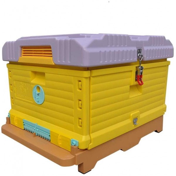 LANGLANG Plastic Insulated bee hive Box kit langtroth Size fit for 10 Full Frame Beekeeping Supplies Without Frame (Yellow)