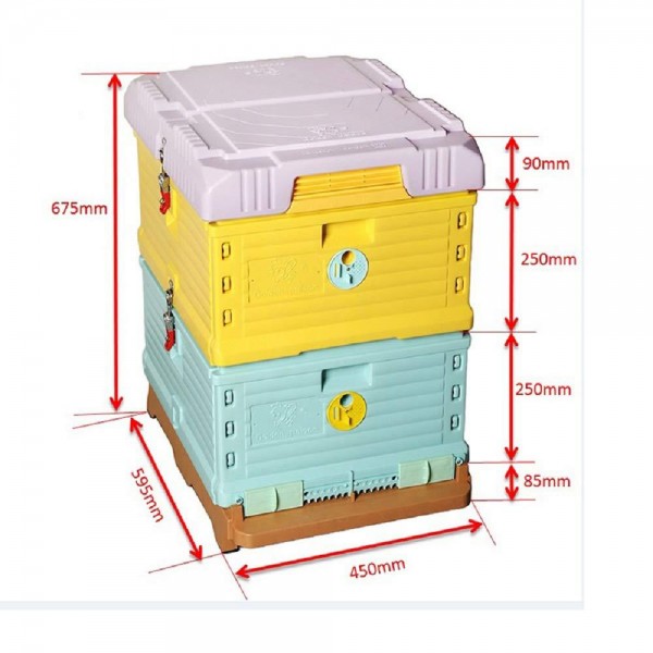 Plastic Insulated Bee Hive Set 2 Layer Langstroth Size Thermo Beehive Box bee House [No Frames Included]