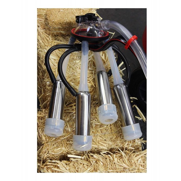 Tulsan Cow Milker Claw Cluster Complete with Silicone Liners, Stainless Steel Shells, 240cc Milking Claw, Air Tubes, Blind Stoppers Replacement Part for Any Brand Milking Machine