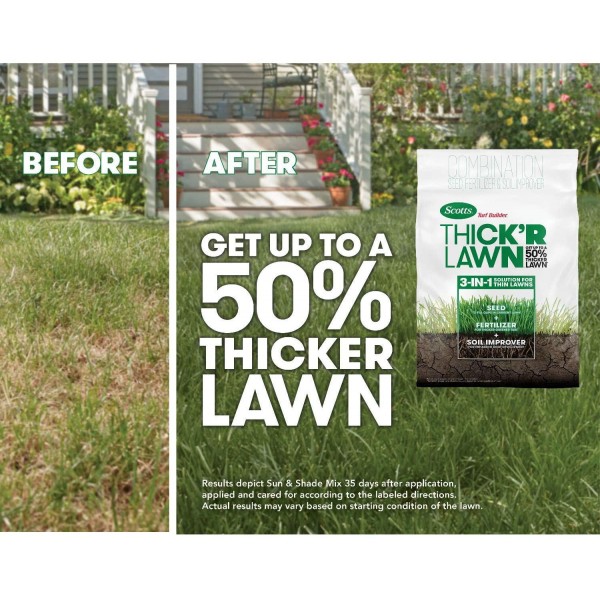 Scotts Turf Builder Thick'R Lawn Tall Fescue Mix - 40 Lb. | Combination Seed, Fertilizer & Soil Improver | Get Up To A 50% Thicker Lawn | Fill Lawn Gaps & Enhance Root Development | 30075