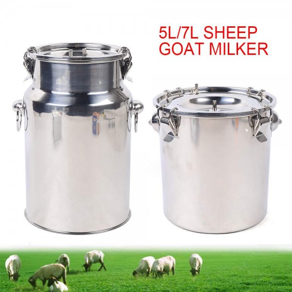 Kaafs 5L/7L Electric Sheep Goat Milking Machine 110V Dual Head Milking Machine Vacuum Impulse Pump Stainless Steel Sheep Goat Milker (5L)