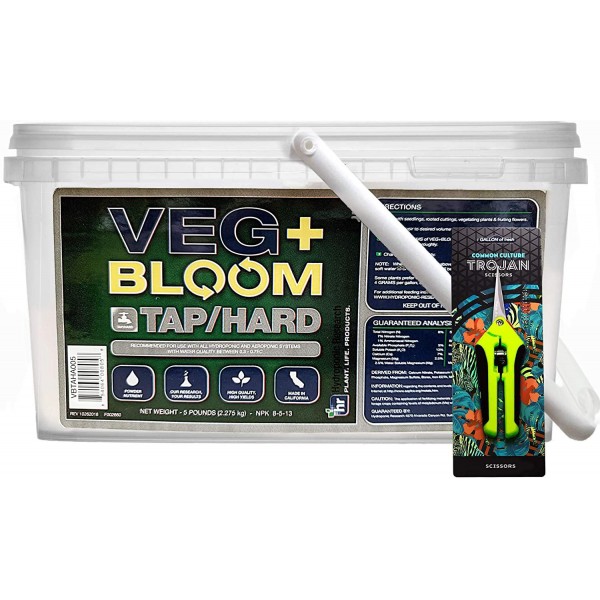 Veg+ Bloom Tap/Hard Formulated Powder for Tap or Well Water - 5lb with Common Culture Trimming Scissors