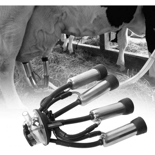 Milking Cluster, 240CC Cow Milking Cluster Milk Cup Set with a Hook, Easy to Hang and Carry, Suitable for Vacuum Pump Milking Machine