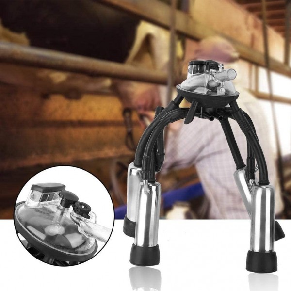 Milking Cluster, 240CC Cow Milking Cluster Milk Cup Set with a Hook, Easy to Hang and Carry, Suitable for Vacuum Pump Milking Machine