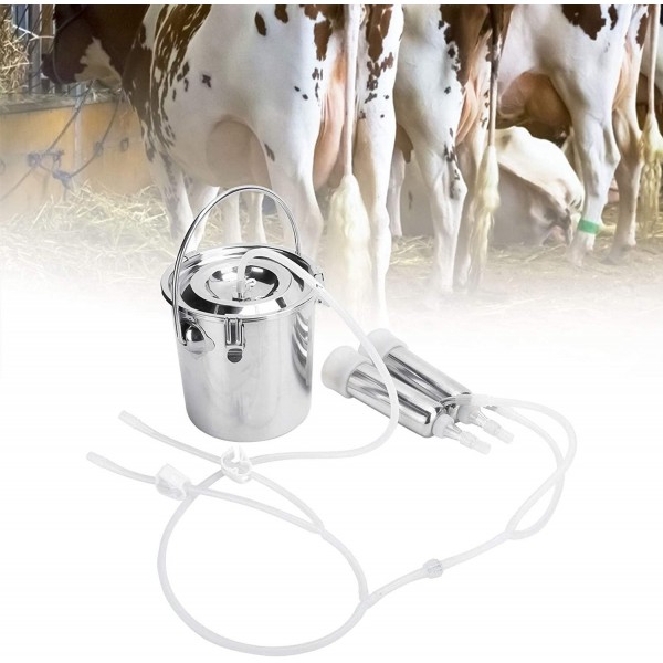Aqur2020 Milking Device, Electric Milking Machine Portable 3L Adjustable Pulsation Milker for Cow Cattle 100-240V for Efficient Milking (1#)