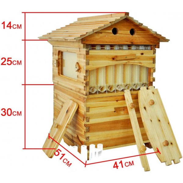 SHIJING US 7pcs Auto Honey Hive Beehive Frames + Beekeeping Brood Cedarwood Box New