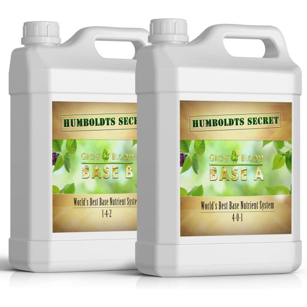 Humboldts Secret Base A & B Bundle – World's Best Base Nutrient System – Liquid Nutrient/Fertilizer for Indoor Plants – Supports Vegetative and Flowering Stages of Plants – Set of 2.5 Gallons