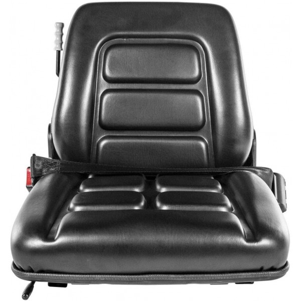 Stark Universal Forklift Seat Suspension Retractable Seat Belt Seat Adjustable (3-Stage Adjustable Weight), Black