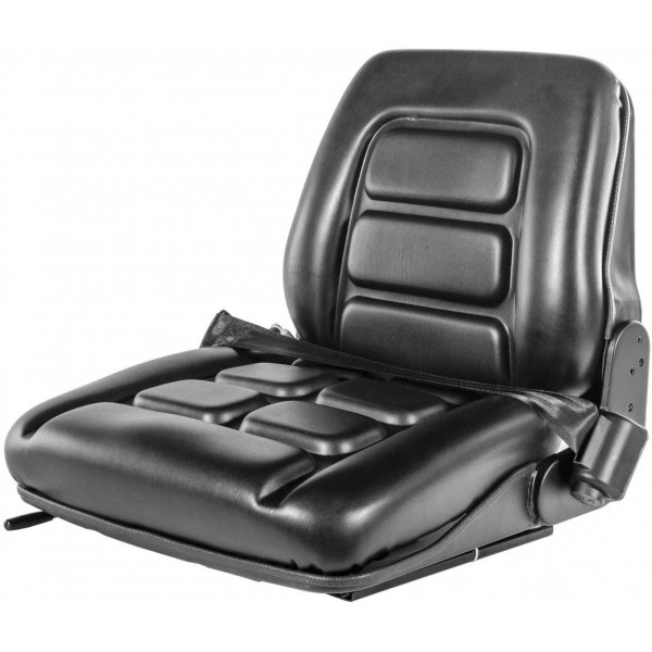 Stark Universal Forklift Seat Suspension Retractable Seat Belt Seat Adjustable (3-Stage Adjustable Weight), Black