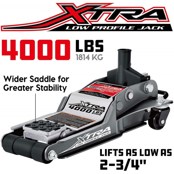 Powerbuilt 620479E Xtra Low Profile Floor Jack with Safety Bar - 2 Ton Load Capacity