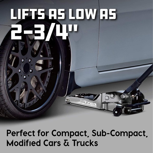 Powerbuilt 620479E Xtra Low Profile Floor Jack with Safety Bar - 2 Ton Load Capacity