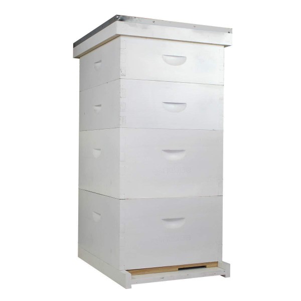 NuBee Starter Beehive Kit Painted & Assembled with Black Plastic Frames & Wax Coated Foundations (2 Deeps, 2 Mediums)