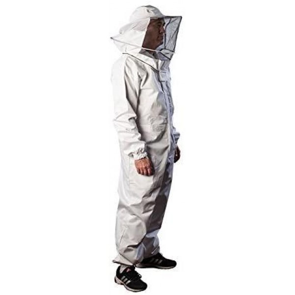 Forest Beekeeping Supply - Premium Cotton Beekeeping Suit With Round Veil | Suitable For Beginner and Commercial Beekeepers | Includes Metal Brass Zippers | Thumb Straps | Hive Tool Pockets - (Small)