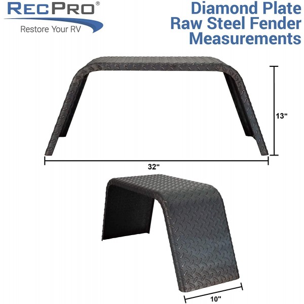 RecPro Trailer Fender 14 Gauge Steel Diamond Plate | 32