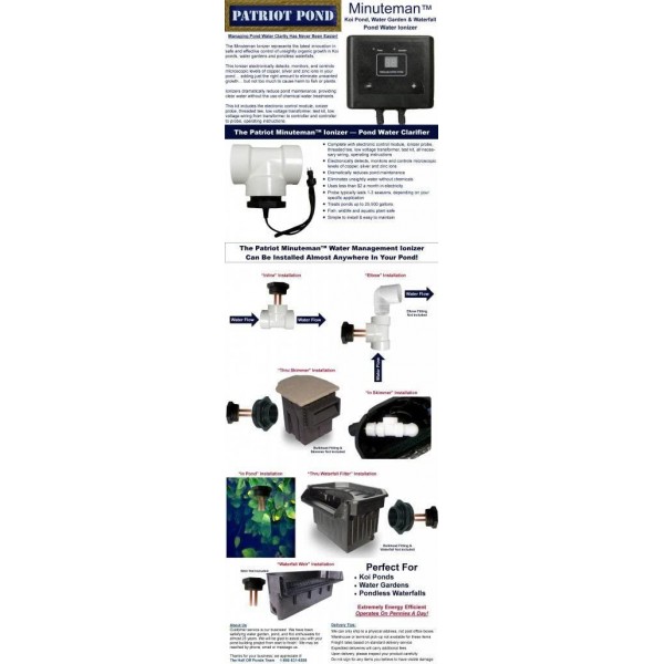 Patriot Minuteman Ionizer - Pond Water Management System, for Ponds to 25,000 Gallons