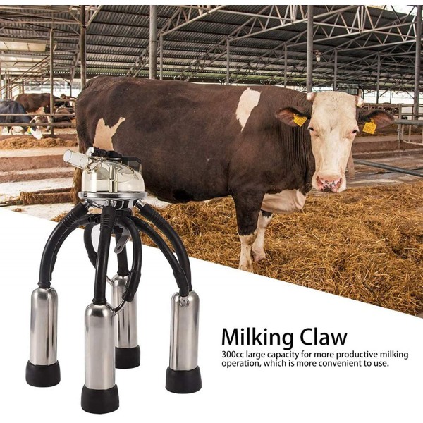 QHWJ 300cc Farm Cow Sheep Milking Claw Milk Collector Tool Milking Machine Accessories,Easy to Hang and Carry, Suitable for Vacuum Pump Milking Machine