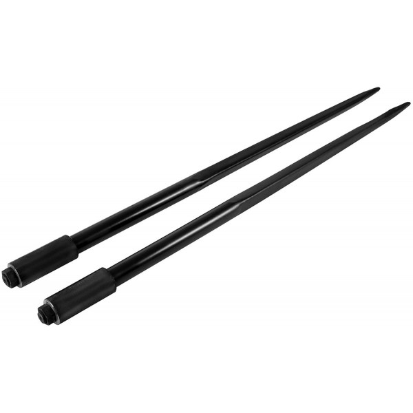 Mophorn Hay Spears, 49inch Hay Bale Spear, 3000lbs Bale Hay Spike, 1.75inch Wide Spike Fork Tine, Black Coated Hay Spear Attachment with Sleeve and Nut, 1 Pair for Tractors Loaders Buckets Skid-steers