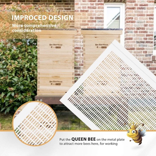 VIVOHOME Wooden 5 Layers 5 Box Langstroth Honey Bee Hive Box with Metal Roof for Beekeeping (Foundations Not Included)