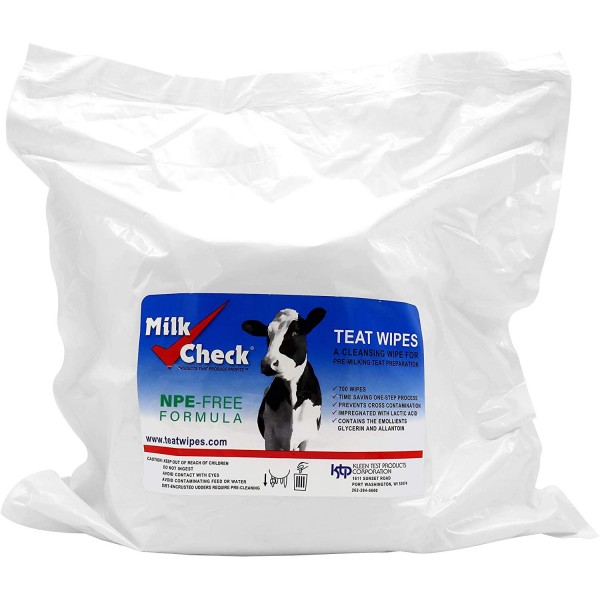 Milk Check Teat Wipes Udder Prep, 7 inch x 8 inch Wipes, 4 Rolls of 700 Wipes, 2,800 Total Wipes