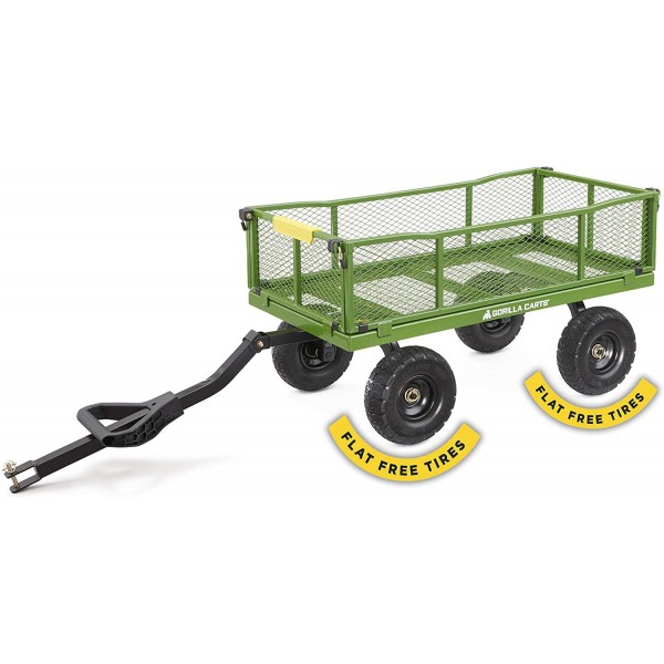 Gorilla Carts 4 Cu. Steel Utility Cart with No-Flat Tires, Green ( Exclusive)