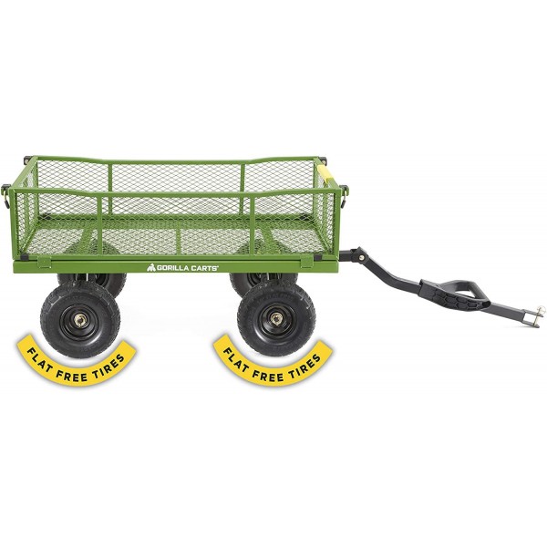 Gorilla Carts 4 Cu. Steel Utility Cart with No-Flat Tires, Green ( Exclusive)