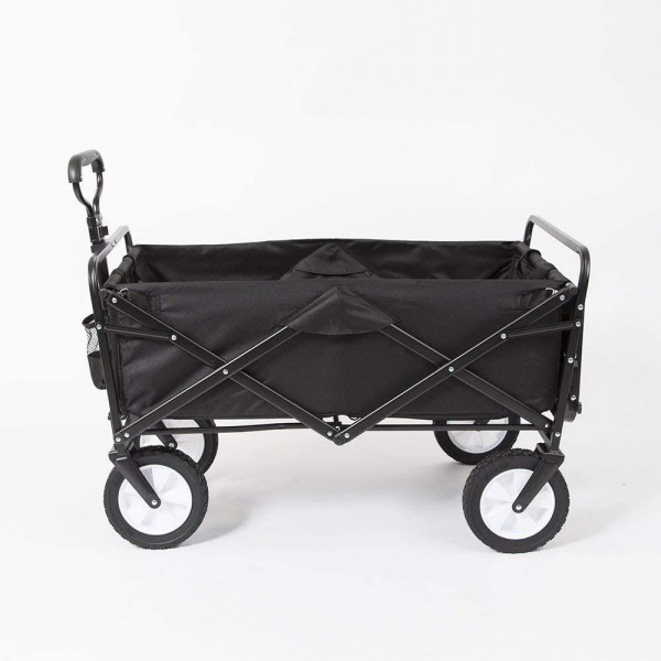 Mac Sports Collapsible Folding Outdoor Utility Wagon with Side Table - Black