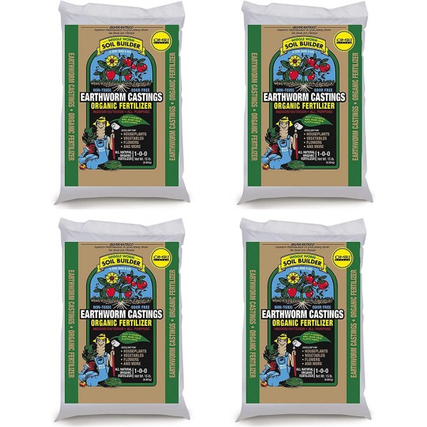 Unco Industries Wiggle Worm Organic Earthworm Castings Fertilizer, bLUDXb 4 Pack (15 Pounds)