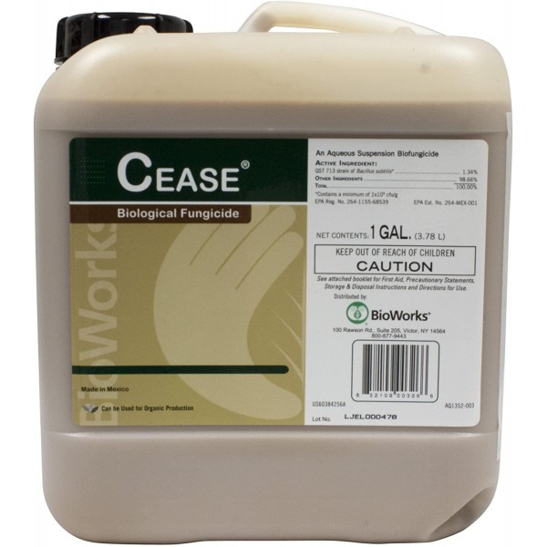 Cease Foliar Disease Control / Microbial Fungicide and Bactericide, OMRI Listed, NOP-approved - 1 Gallon