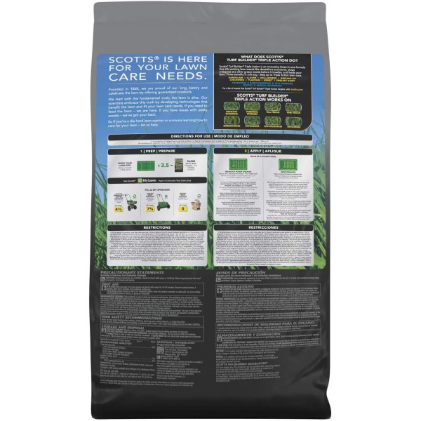 Scotts 10,000 Sq. Ft Turf Builder Triple Action | Kills Weeds Including Dandelions & Clover | Prevents Crabgrass, Feeds & Fertilizes To Build Thick Green Lawns | 26002 Model
