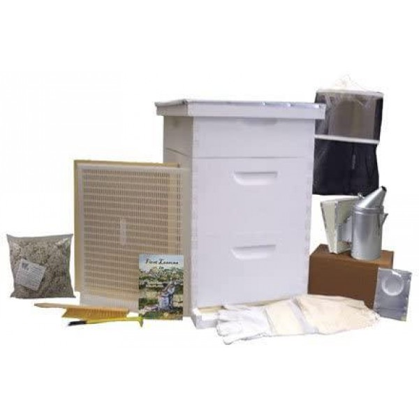 Bee Hive - Gold Standard Bee Hive Starter Kit (Fully Assembled - Wood) with Beekeeping Supplies