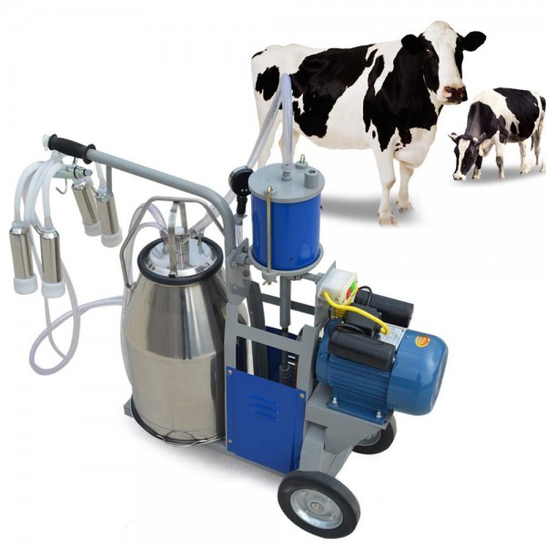 Electric Milking Machine, 1440 RPM 10-12 Cows per Hour Milker Machine, 0.55 KW Milking Equipment with 25L 304 Stainless Steel Bucket Single Cow Milking Machine Bucket Milker for Cows