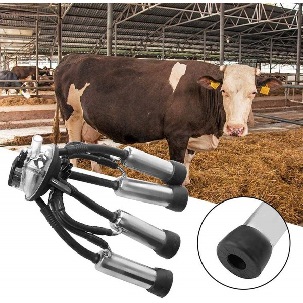 QHWJ Milker Machine Parts Milking Cluster, 240CC Cow Milking Cluster Milk Cup Set with a Hook, Easy to Hang and Carry, Suitable for Vacuum Pump Milking Machine