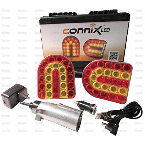 Connix LED Magnetic Wireless Towing Light Kit Farm Tractor 7 Pin Round Connector Baler, Wagon, Mower, Trailer.