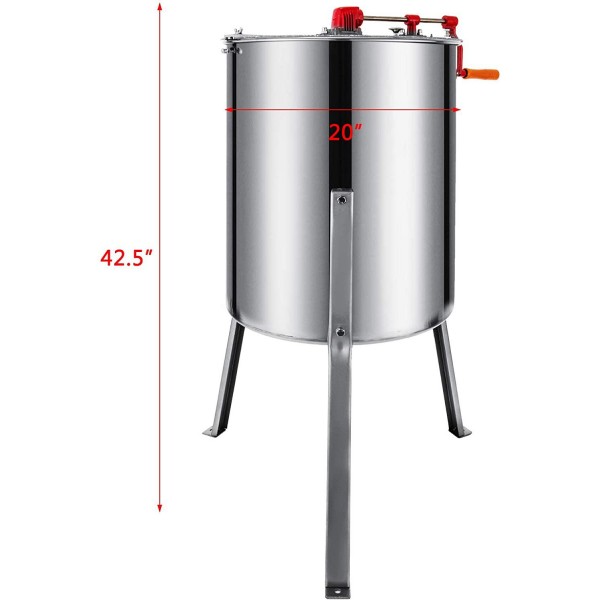 Happybuy 4 Frame Manual Honey Extractor Stainless Steel Honeycomb Drum Spinner Crank Beekeeping Equipment Apiary Centrifuge Equipment