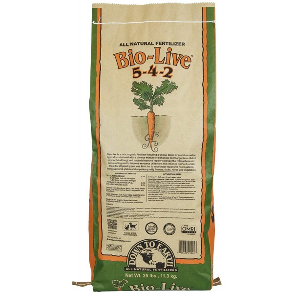 Down To Earth Organic Bio-Live Fertilizer Mix 5-4-2, 25 lb
