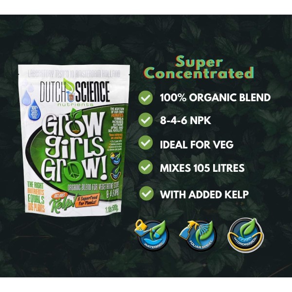 Dutch Science Nutrients Trio Plus Pack - Grow Girls Grow (1.1 lb), Bloom Nutrients (1.1 lb), Cal-Mag Plus Humates (1.1 lb) for Full Cycle Grows
