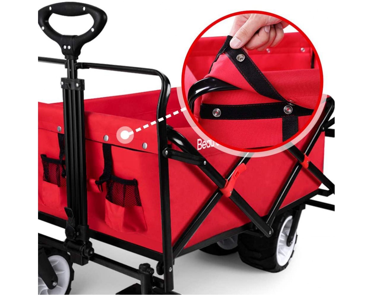 BEAU JARDIN Folding Push Pull Wagon Collapsible Cart 300 Pound 