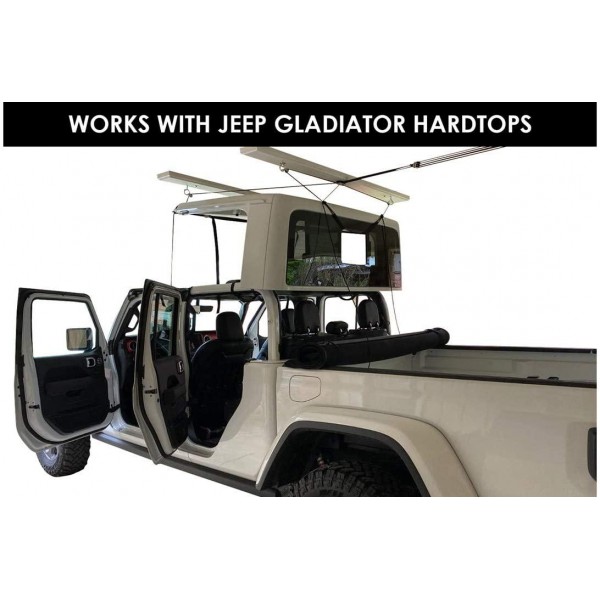 HARKEN Hardtop Overhead Garage Storage Hoist for Jeep Wrangler and Gladiator | Bonus 6 T Knobs for Quick Hardtop Removal | 6:1 Mechanical Advantage