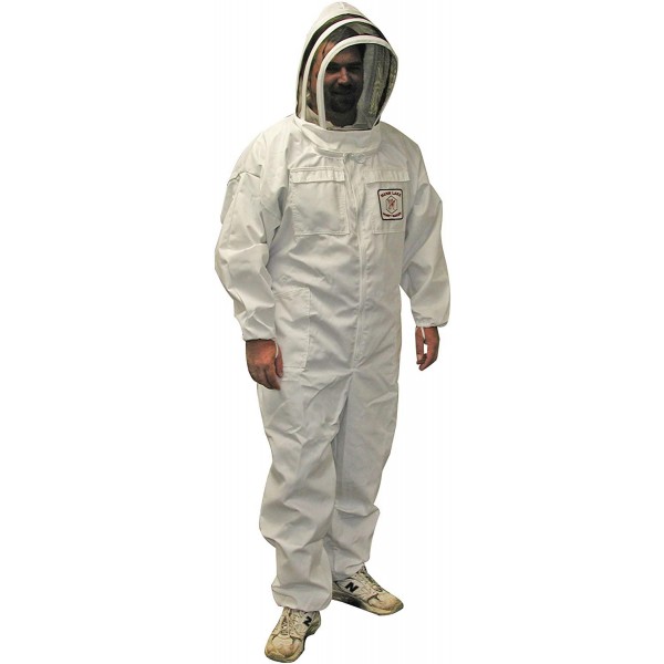 Mann Lake CV115 Cotton/Polyester Honey Maker Bee Suit with Veil, White, Large