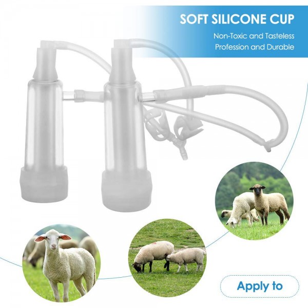 SEAAN 7L Milking Machine Electric Vacuum Pulsation Suction Pump Milker Machine for Cow Goat Sheep Livestock Household Domestic Farm Stainless Steel Bucket Milking Device