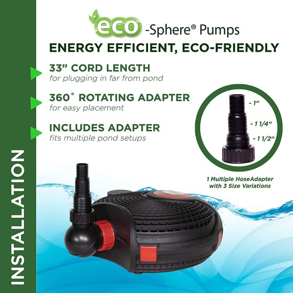 Alpine Corporation Eco-Sphere Pump 2800GPH with 33' Cord