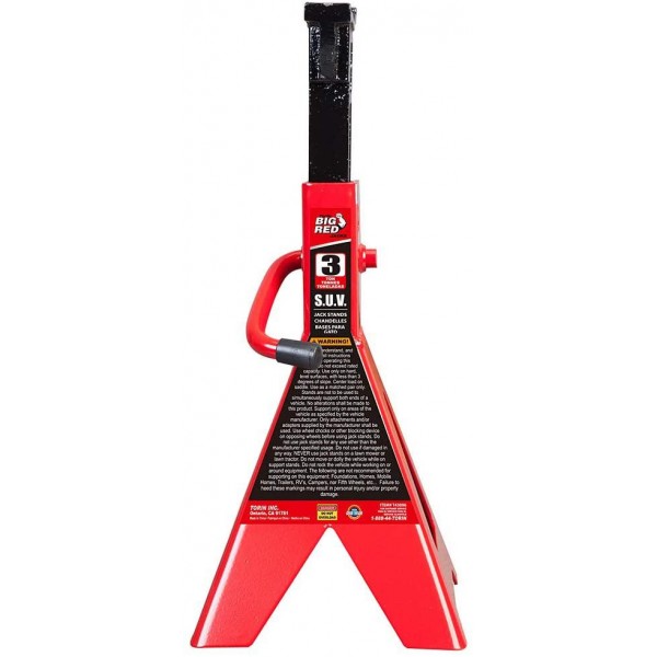BIG RED T43006 Torin Steel Jack Stands (Fits: SUVs and Extended Height Trucks): 3 Ton (6,000 lb) Capacity, Red, 1 Pair