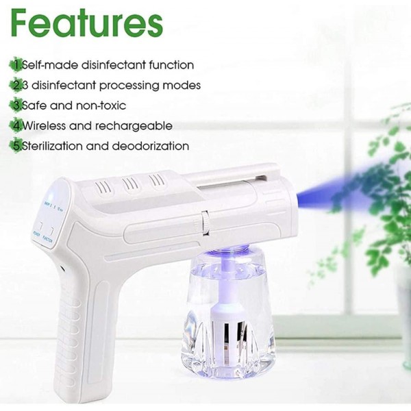 Eagou Diary Spray Blue Light Fogger Electric Sprayer Nano Sodium Hypochlorite Generating for Multifunctional for Home Office Machine Rechargeable Mini Cold with Electrolysis of Sodium Chloride.