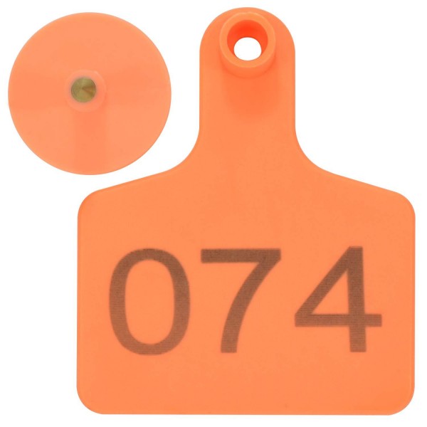 500 Sets Livestock Numbered Plastic Ear Tags for Cattle Cow Calves Bull Animal Identification TPU Earring Tagger (Orange) with 1 pcs Pliers Applicator