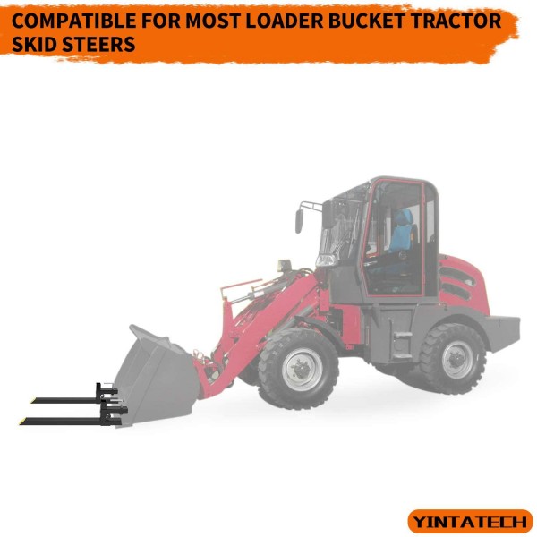 YINTATECH Clamp on Pallet Forks 43” Pallet Forks 1500lbs Heavy Duty for Loader Bucket Skid Steer Tractor