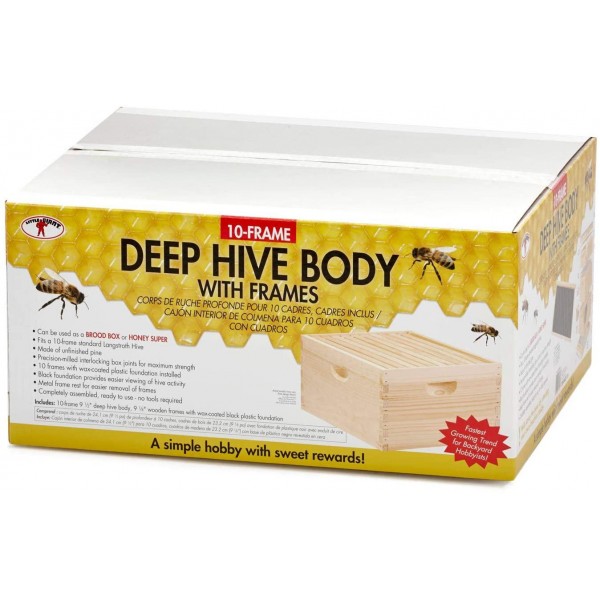 Little Giant 10-Frame Deep Hive Body Beehive Body with Frames for Beekeeping (Item No. DEEPBOX10)