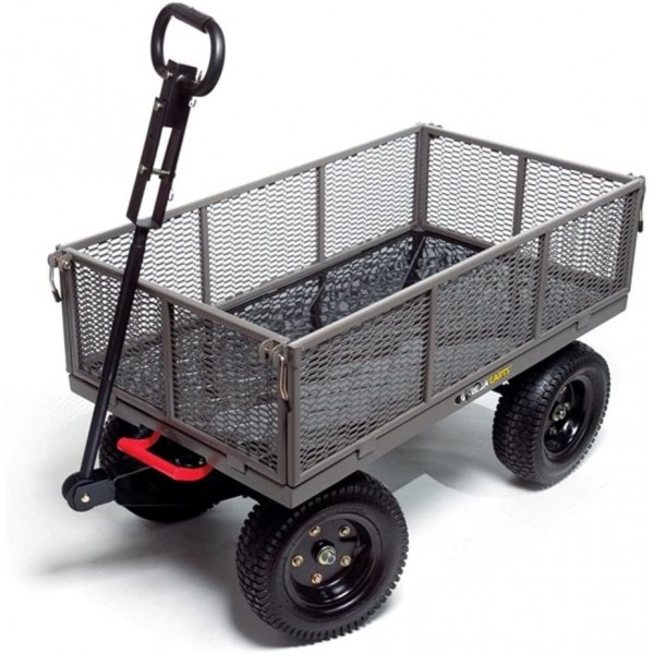 Gorilla Carts GORMP-12 Steel Dump Cart with Removable Sides and 2-In-1 Convertible Handle, 1,200-Pound Capacity, 39.5-Inch by 22-Inch Bed, Grey Finish