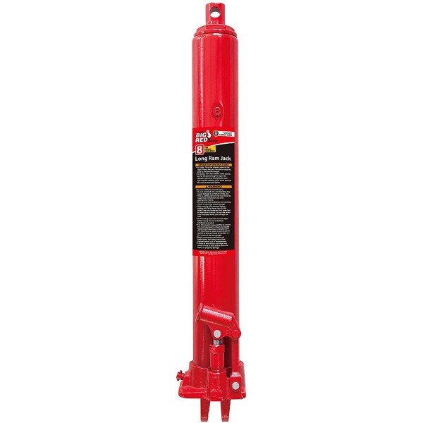 BIG RED T30806 Torin Hydraulic Long Ram Jack with Single Piston Pump and Clevis Base (Fits: Garage/Shop Cranes, Engine Hoists, and More): 8 Ton (16,000 lb) Capacity, Red