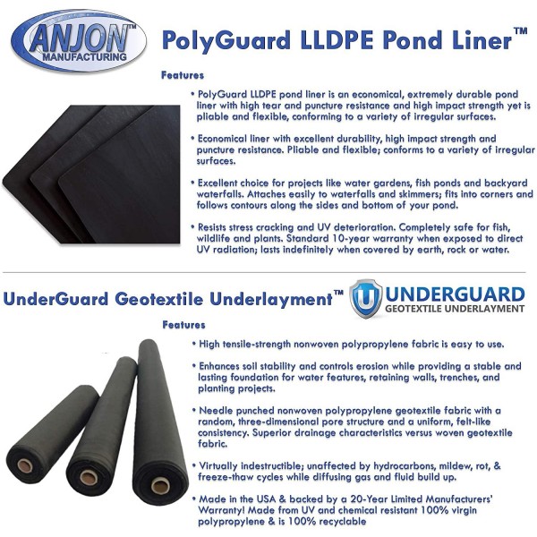 PolyGuard Liners LLDPE - 15 ft. x 25 ft. 30 Mil Pond Liner and Geo Combo