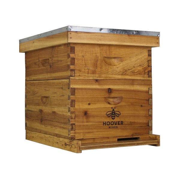 Hoover Hives 10 Frame Langstroth Beehive Dipped in 100% Beeswax Includes Wooden Frames & Waxed Foundations (1 Deep Box, 1 Medium Box) (Unassembled)